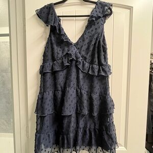 Elegant Navy Ruffle Dress
